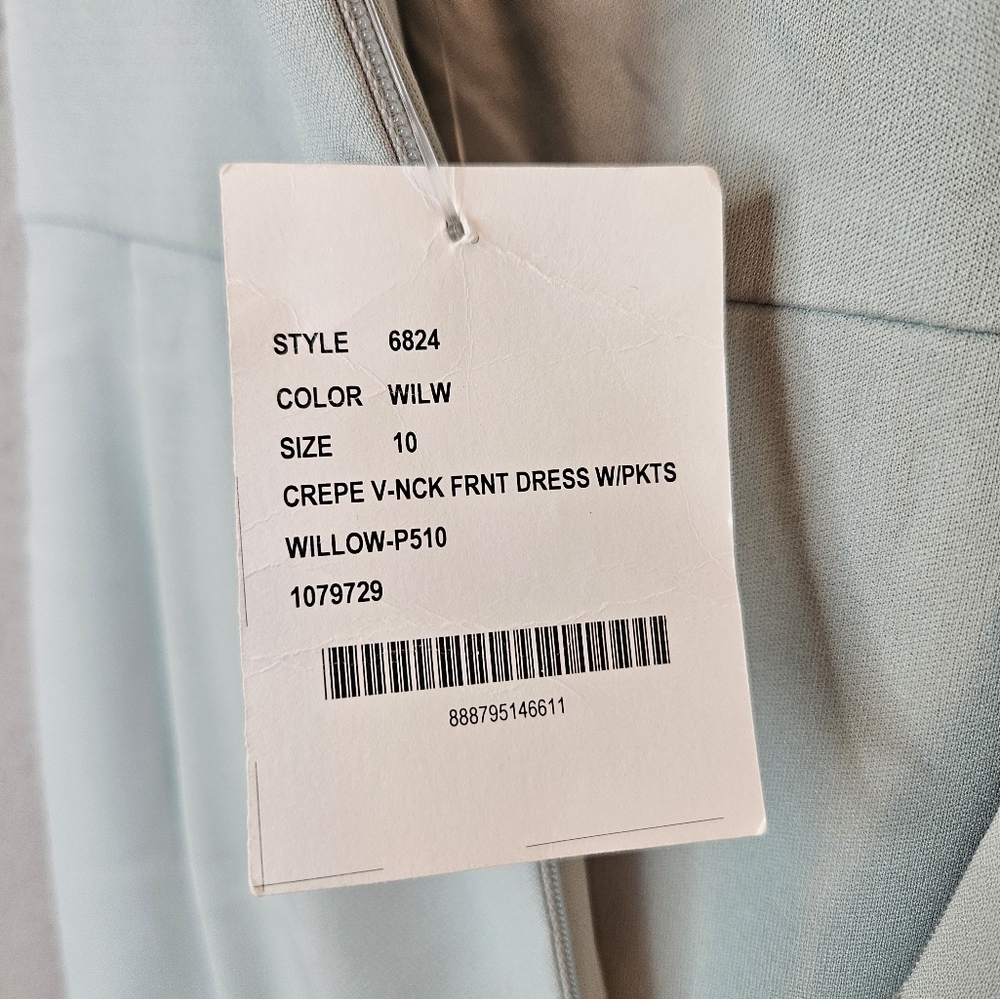 After Six Maxi Dress Womens Sz 10 Willow Green Crepe Pockets Cross Over Front - Picture 11 of 13